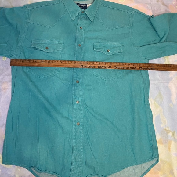 Vtg Wrangler Cowboy Cut Turquoise Single Needle Tailoring X-Long Tails 16.5-35 - Picture 7 of 7